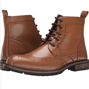 Cognac brown leather wing tip Chukka boots NWOT